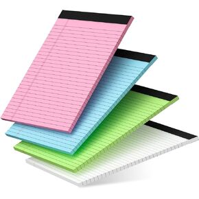 Colored Legal Pads 8.5x11 Legal Pads 6 Pack Wide Ruled Notepads Colored Note Pads Perforated Legal Notepads 21LB Legal Pad 30 Sheets Writing Pads for School, College, Office (Pink/Blue/Purple)