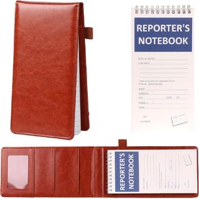WANGDEFA Reporters Notebook Cover PULeather Notepad And Pen Holder Set with Tops Reporters Notebook Steno Notebook Cover Flip Notepad Holder Fit 4 * 8 inch Spiral Notebooks for Journalists (Blue)
