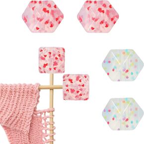 4 PCS Hexagon Knitting Needle Holders, Hexagon Knitting Needle End Caps Stitch Stoppers Colorful Knit Knitting Needles Point Protectors, Stitch Stoppers for Sewing Knitting Crafts Accessories Gadgets