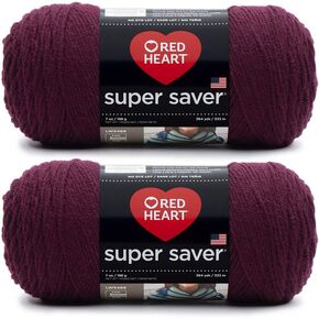 Bulk Buy: Red Heart Super Saver (2-Pack) (Claret, 7 oz Each Skein)