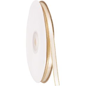 uxcell Black Satin Ribbon with Gold Edge, 1/4 Inch x 50 Yards Double Face Polyester Satin Ribbon for Flower Bouquet, Gift Wrapping, Crafts, Wedding Party Card Decoration