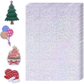 36 Sheets Holographic Sticker Paper,Holographic Laminate Sheets,A4 Size Clear Vinyl Sticker Sheets Self-Adhesive Rainbow Overlay Sheets,11.7 x 8.3 Inches（Heart） in Kuwait