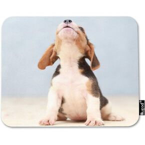 Mugod Puppy Dog Mouse Pad Small Cute Beagle Puppy Dog Looking Up Decor Gaming Mouse Pad Rectangle Non-Slip Rubber Mousepad for Computers Laptop 7.9x9.5 Inches