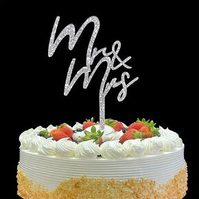 Silver Glitter MR & MRS Cake Topper ، Bride and Groom Cake Topper ، ذكرى الزفاف ، دش الزفاف ، زينة المشاركة ، مستلزمات حفلات حفلات الزفاف ، الإمدادات الأكريليك ،