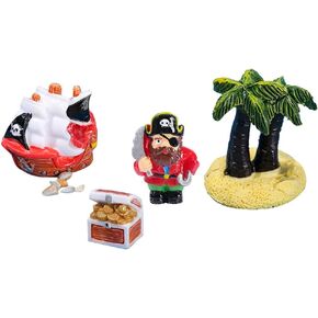 Pirate Theme Figures Miniature Play Set Mini Pirate Ship Collection Playset Cake Toppers for Fairy Garden Ornament, Landscape Scenes,Dollhosue,Party Favor