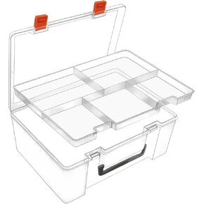 DUOFIRE Two Layers Compartment Organizer Box Plastic Organizer Box Plastic Jewelry Organizer Box Craft Storage Containers Storage Box for Accessories, Cosmetic, Toy, Jewelry Beads, Tapes (5+1 Grid)