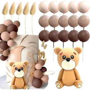 LaVenty Luxury Brown Baby Shower Cake Decoration Teddy Bear Cake Topper Gender Reveal Cake Decoration Bear Baby Shower Party Supplies Teddy Bear Decoration