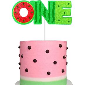 Watermelon Cake Topper,The Glitter Watermelon Cake Topper For 1-Month-Old Kids,1st Birthday Party Cake Decor for Boy’s and Girl’s