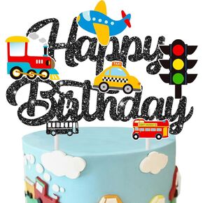 Transportation Cake Topper Transportation Birthday Party Decorations Train Airplane Birthday Cake Topper Transport Themed Party Supplies for Traffic Light Baby Shower Decor