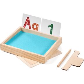 Montessori Sand Tray for Kids ، وكتابة لعبة Sand Tray مع غطاء لممارسة الفصول الدراسية كتابة الرسائل والأرقام