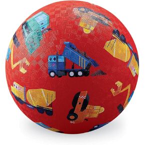 Crocodile Creek Playground Ball - Durable Rubber Ball for Kids Ages 3 and Up - Bouncy Inflatable Ball for Kickball, Indoor Games, and Outdoor Sports - PVC-Free - Little Builder - 5-inch Diameter