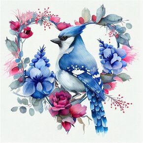 PFFNGPEN Diamond Painting Kits for Adults, 5D DIY Blue Bird Diamond Art Kits for Beginners, Full Drill Round Diamond Art for Home Wall Decor, Wreath, 12x12 inch