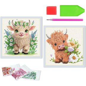 2 Pack Diamond Art Kits,Fox Owl Animals DIY 5D Round Full Drill Gem Art Kits for Beginner,Diamond Dots Painting Kit for Home Wall Decor 6x6 Inch