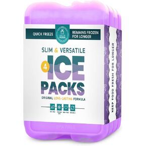 Healthy Packers Reusable Ice Packs for Lunch Boxes - Long Lasting Slim Freezer Packs, Thin Non-Toxic BPA-Free Hard Gel Ice Blocks for Coolers, Kids & Adults Lunch Bags, Travel, Camping, Food Storage in Kuwait