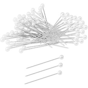 150 PCS Pearl Pins for Bouquets, 1.4 Inch Boutonniere Pins Corsage Pins Floral Pins Sewing Pins for Fabric, Round Ball Pearl Head Straight Pins for DIY Crafts Jewelry Making Sewing Wedding Flower