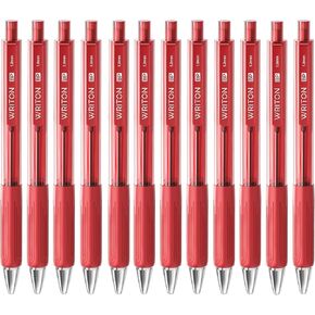 Writon Retractable Ballpoint Pens, Triangle Grip and Barrel, 1.0mm Medium Point, Green Ink, 12 Pack