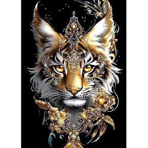 MXJSUA DIY Tiger Diamond Painting Kits for Adults, Animal Diamond Gem Art Painting for Beginners, Diamond Picture with Full Round Drill Dots Craft Set Gift, 12 * 16 Inch