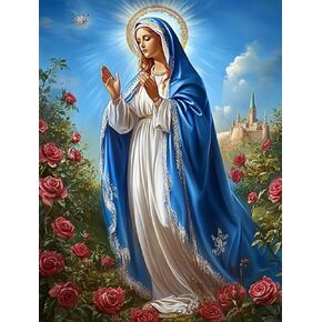 MaiYiYi Virgin Mary Pray Diamond Painting Kits 5D Full Round Diamond Painting Virgin Mary Diamond Painting by Numbers Pray Diamond Painting for Adult Beginner Home Wall Art Decor (30X40 CM)