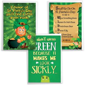 NobleWorks Pack of 3 Funny St. Patrick's Day Greeting Cards with Envelopes (1 Designs, 3 Each) May The Road Rise Up C5206SPG-C3x1