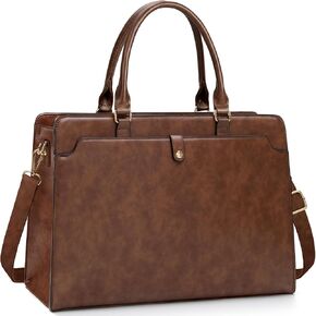 Laptop Bag for Women 15.6 inch Laptop Tote Bag Large Capacity Work Bag Waterproof Leather Briefcase Computer Tote Bag Professional Business Office Travel Handbag Shoulder Bag Vintage Brown
