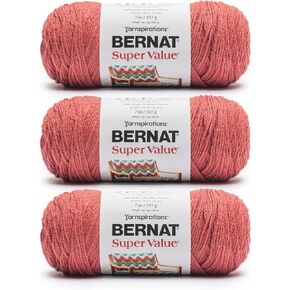 Bernat Super Value Farmhouse Red Yarn - 3 Pack of 7oz/197g - 100% Acrylic - #4 Worsted (Medium) 440 Yards - Knitting/Crochet