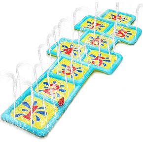 قفزة Splash Pad Hopscotch Mat Prinklers Play Mat Watermat Water Pad Pool Toys Summer Outdoor School Games ، 68.5 × 23.5 بوصة