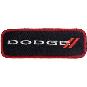 Dodge Rhombus Logo Embroidered Patch 4.5 inch x 1.5 inch | Heat Seal Patch for Clothes, Jean Jacket, Black Backpack, Hat, Jackets, and More