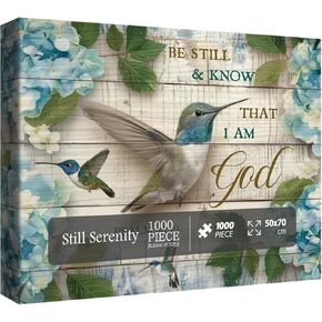 Christian Flower Hummingbird Puzzles for Adults 1000 Pieces, Bird Religious Inspirational Scripture Jigsaw Puzzles, Jesus Floral Bible Catholic Faith Puzzle