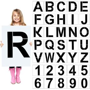 36 Pieces Large Letter Stencils Number Stencils Reusable Alphabet Stencils Numbers Templates Art Craft Stencils for Wood Wall Rock Fabric Signage Chalkboard Painting DIY Projects (19 Inch) in Kuwait