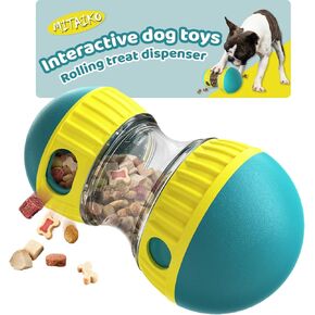 Interactive Dog Toys to Keep Them Busy, Dog Treat Puzzle Enrichment Dispensing Toys, Fun Rolling & Chase for Mental Stimulation, Adjustable Puzzle Feeder for Small Medium Large Dogs, Red
