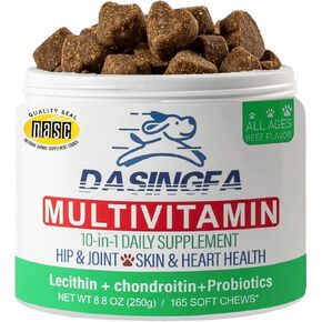 Dog Multivitamins - Supports Digestion, Immunity, Skin, Joint, Heart, Gut, Mobility, Brain, Bone, & Coat - Chewable Dog Vitamins & Supplements for All Ages, Sizes, & Breeds - 120 Chews (Beef)