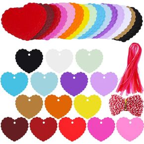 Supla 120 PCS 15 Colors Valentine's Day Wavy Heart Cut Out Tags with Hole Tavor Taving Tarks Paper Paper Tags Tarces Tags Hang Label Cards علامات شجرة وشرائط عضوي