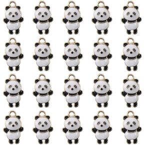 20 Pcs Cute Black&White Panda Charms, 0.71x0.45inch 3D Animal Charms for Jewelry Making,DIY Bracelet Necklace Accessories