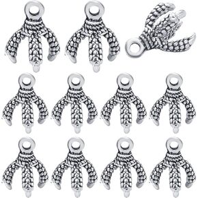 50pcs Antique Silver Dragon Claw Charms Pendants Tibetan Alloy Eagle Claw Charms Vintage Dangle Pendants for DIY Necklace Bracelet Crafts Keychains Jewelry Making Findings