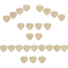SUNNYCLUE 1 Box 26Pcs Real 18K Gold Plated Heart Letter Charms Bulk Alphabet Pendant Charm Jewelry Findings for Bracelet Necklace Wine Glass Charms Jewelry Making Valentine's Day Weddings
