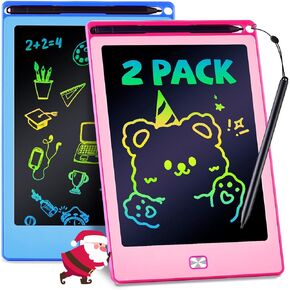2Pack LCD Writing Tablet for Kids, 8.5 Inch Doodle Board Drawing Pads Colorflu Reusable Toddler Girl Toys for Ages 3 4 5 6 7 8, Christmas Birthday Gift for Boy Girls in Blue and Pink