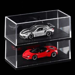 Baderke 2 Pcs Acrylic Model Cars Display Case 4.72 x 2.24 x 1.89 Inches Clear Acrylic Display Case Fit for 1/64 Scale Clear Display Case Vehicles Toy Storage Collectors