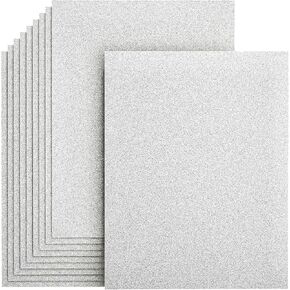 10 أوراق ورقة بريق الفضة ، ورقة ، 8.5 × 11 ورقة بطاقة Cardstock 92 رطل/250GSM ، مخزون بطاقة بريق لمشاريع DIY ، ورق سباركلي لصنع البطاقات ، وورق الورق اللامع ، والزينة