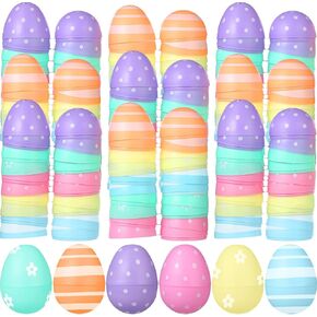 Fillable Empty Easter Eggs Colorful Bulk Pastel Plastic Easter Eggs 2.25" for Hunt Basket Stuffers Party Decorations(240 Pcs,Bright Style)