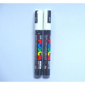Uni Posca Paint Marker PC-5M White, 2 pens per Pack (Japan Import) [Komainu-Dou Original Pakage]