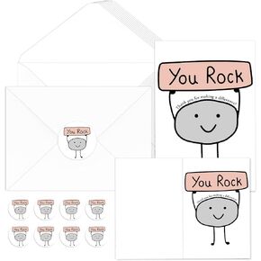 50 Sets Employee Appreciation Gifts You Rock Thank You Cards with Envelopes Inspirational Appreciation Cards with Stickers for Team Employee Coworker Staff Teacher Nurse Graduation