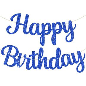 Blue Happy Birthday Banner Birthday Party Supplies Banners Birthday Decorations for Women Men