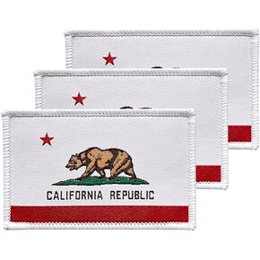 3Pcs California Flag Patch 2x3 Inch, Hook Loop Tactical Embroidered Armband State Flag Patches for Backpack Hat Vest Jacket.