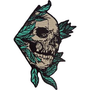 Rock and Roll Skull Patch Embroidered Applique Badge Iron On Sew On Emblem