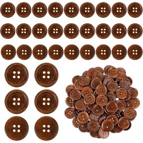 Molain 100Pcs Wooden Buttons 1/2 Inch Polished Sewing Buttons 4 Hole Classic Wooden Buttons for Shirt Sewing Pillow Covers Headbands Crafts Sewing Knitted Items, Brown