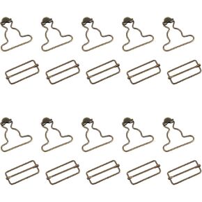 10 Pairs Overall Buckles Replacement,Rectangle Adjustable Overall Clasp Replacement No-Sew Button Suspender Buckle Metal Bib Clip Clasp for Overall Bib Pants Overalls Jeans Jacket