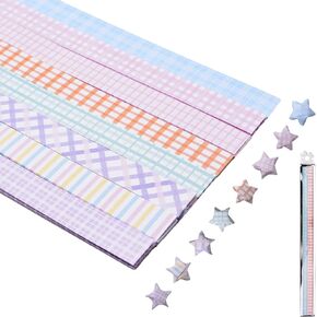 640 Sheets Origami Paper Strips, Colorful Gilding Plaid Paper Star Strips Star Paper Strips Lucky Star Paper Strips for Crafts DIY Handcrafts School Teaching