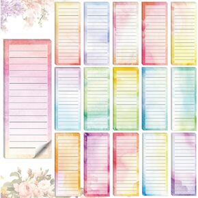 Teling 16 Pcs Grocery List Magnetic Notepads for Refrigerator Magnet to Do List Pad Magnetic Shopping Memo Planning Pad for Fridge Refrigerator School Office Home(Watercolour)