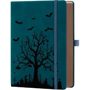 ZXHQ 256 صفحات مبطنة A5 Journaling Notebook ، مجلات جلدية عتيقة للنساء الذين يكتبون دفتر ملاحظات ، شجرة تصميم الوفاة ، ورقة GSM السميكة ، الجيب الداخلي - البحر الأخضر