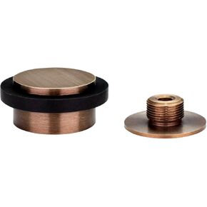 EVI | Adhesive Doorstop | 1.37'' X 0.8'' | Threaded Base | Black Rubber | Brass | Aged Leather Finish | Includes Screw + Clamping Anchor | Mod. I-203